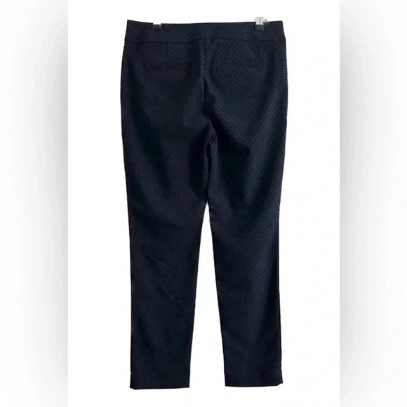 Loft Marisa Skinny Velvet Dot Pants in Navy Blue size 4 Textured Ankle Crop - Picture 2 of 9
